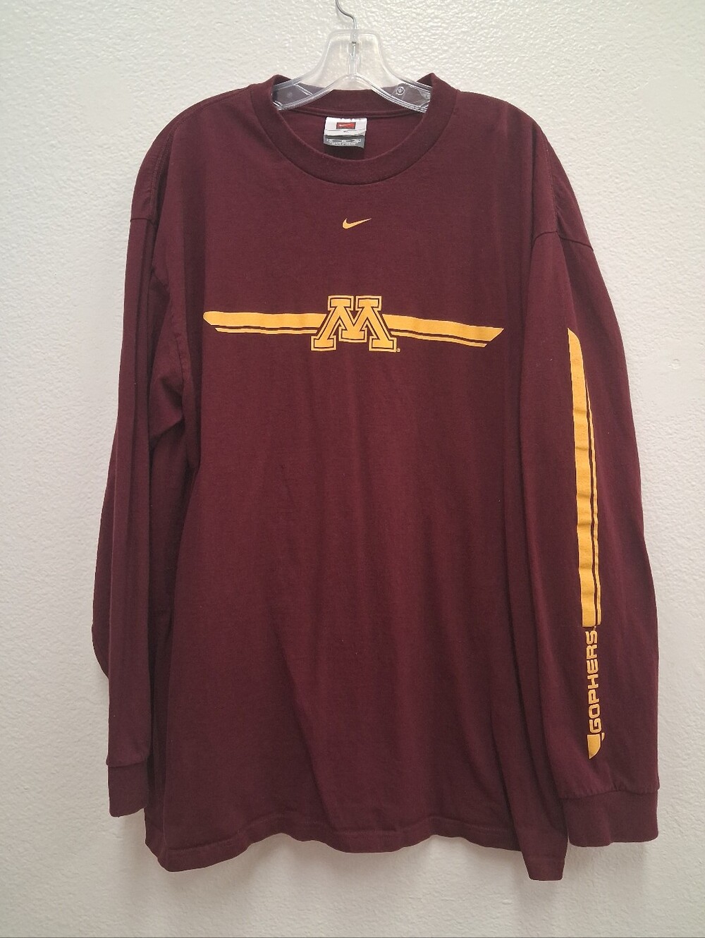 Y2K NIKE Center Swoosh University Of Minnesota Gophers Long Sleeve T Shirt NCAA